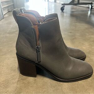 Cute Lucky brand booties. Gray color. Leather. New! Never used!! 
Size 6.5